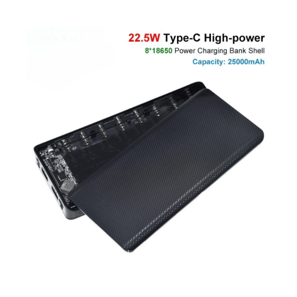 کیس پاوربانک 8 باتری فست شارژ 22.5W با دو خروجی USB (مشکی) - Image 2