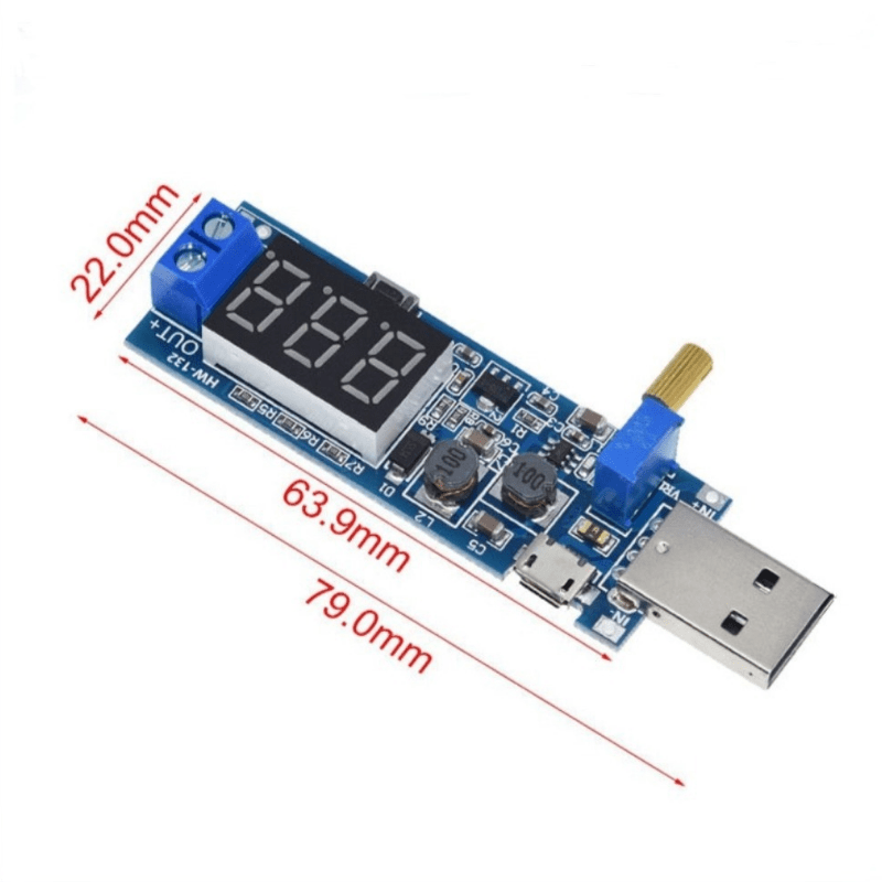 ماژول کاهنده و افزاینده ولتاژ 0.5 آمپر متغیر دارای نمایشگر ولتاژ HW-132