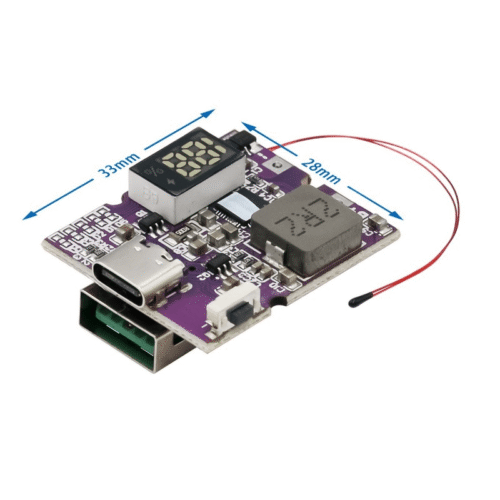 ماژول پاوربانک فست شارژ 22.5 وات دارای نمایشگر و سنسور دما NTC با خروجی USB و Type-C-1
